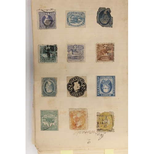 552 - Stamp collection to include an old jotter of good 19th century used stamps to include GB QV 1d penny... 