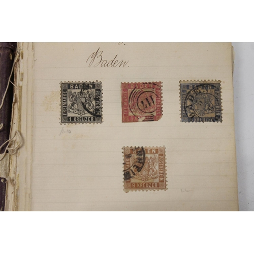 552 - Stamp collection to include an old jotter of good 19th century used stamps to include GB QV 1d penny... 