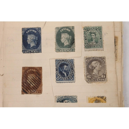 552 - Stamp collection to include an old jotter of good 19th century used stamps to include GB QV 1d penny... 