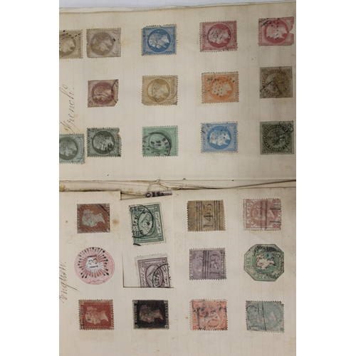 552 - Stamp collection to include an old jotter of good 19th century used stamps to include GB QV 1d penny... 