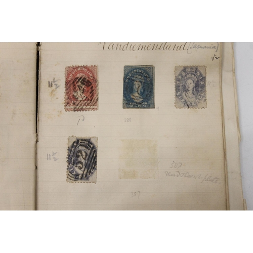 552 - Stamp collection to include an old jotter of good 19th century used stamps to include GB QV 1d penny... 