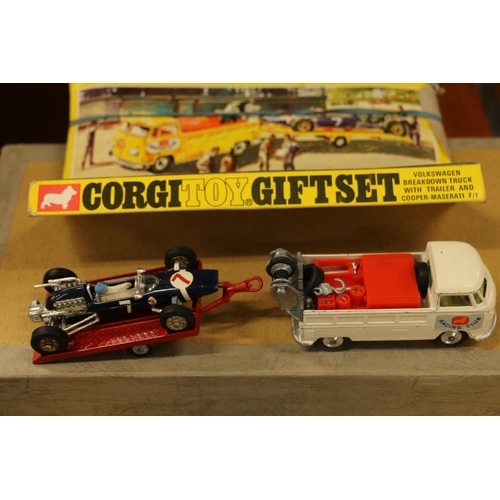 230 - Corgi Toys Gift Set 6 Cooper-Maserati racing set, which includes a 490 VW Breakdown Truck and a Coop... 