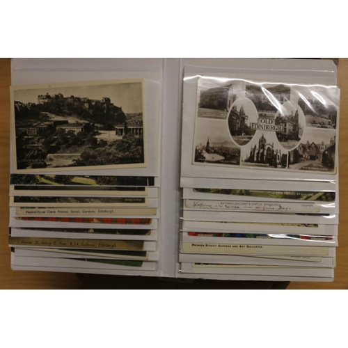 441 - Collection of over 600 postcards arranged in 17 albums with titles including USA, Actors, Comic, Ayr... 