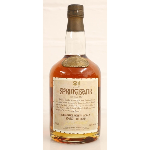 315 - SPRINGBANK 21 year old Campbeltown single malt Scotch whisky, 70cl 46% abv.