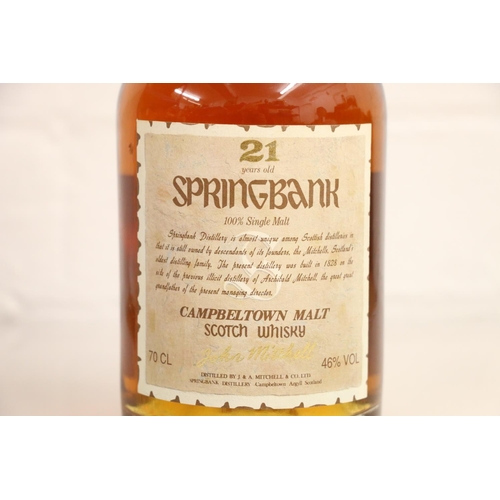 315 - SPRINGBANK 21 year old Campbeltown single malt Scotch whisky, 70cl 46% abv.