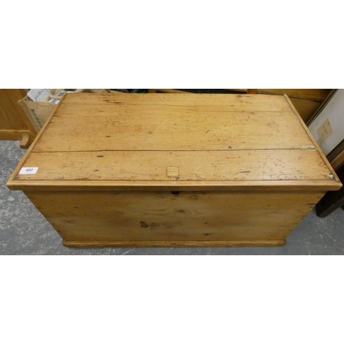 482 - Small antique pine box. 78cm wide.