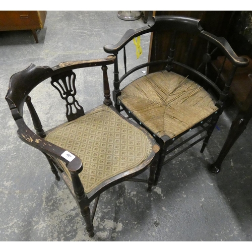 487 - Two antique corner chairs. a/f