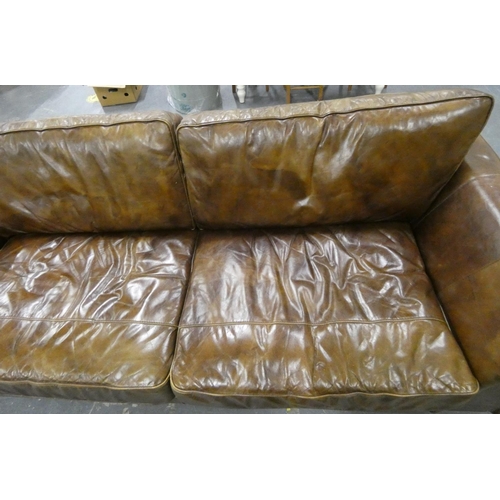 488 - Large four seater leather sofa.