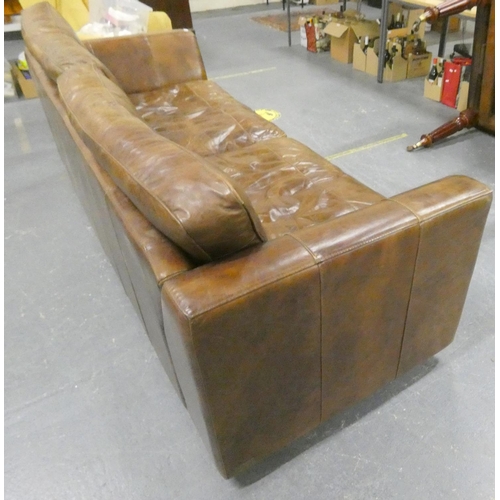 488 - Large four seater leather sofa.