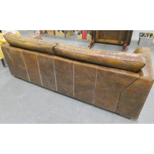 488 - Large four seater leather sofa.