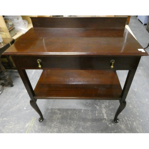 490 - Edwardian mahogany two tier buffet fitted two drawers