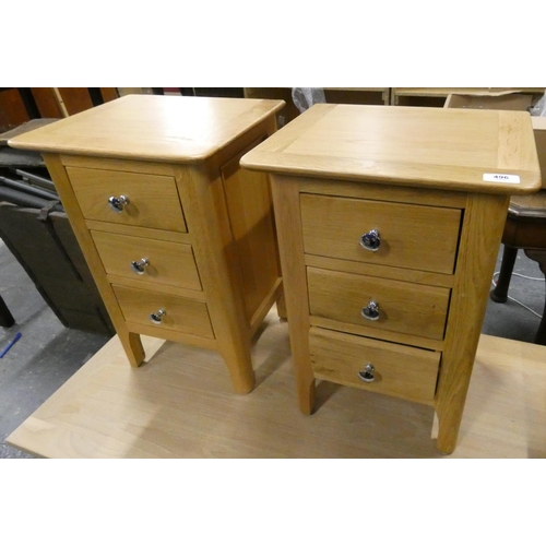 496 - Pair of modern oak bedside drawers.