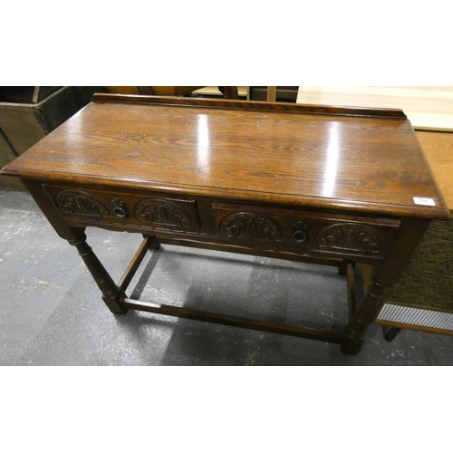 502 - Vintage priory style two draw side table.