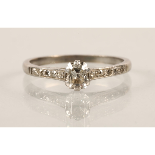 45 - 18 ct white gold Art Deco solitaire diamond ring, size O