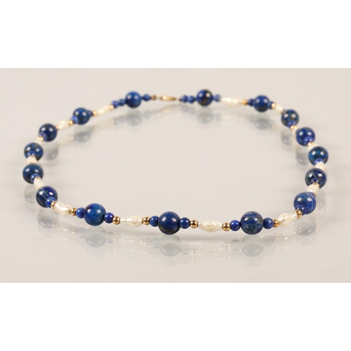 57A - Lapis Lazuli and freshwater pearl necklace