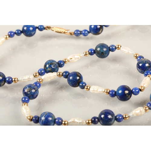 57A - Lapis Lazuli and freshwater pearl necklace