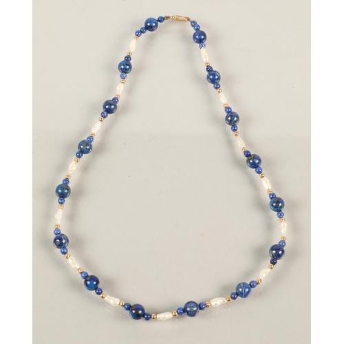 57A - Lapis Lazuli and freshwater pearl necklace