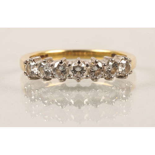 59 - 18ct gold seven stone diamond ring.Ring size K