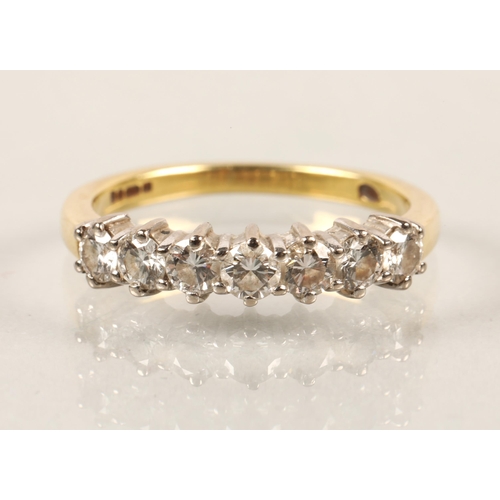 59 - 18ct gold seven stone diamond ring.Ring size K