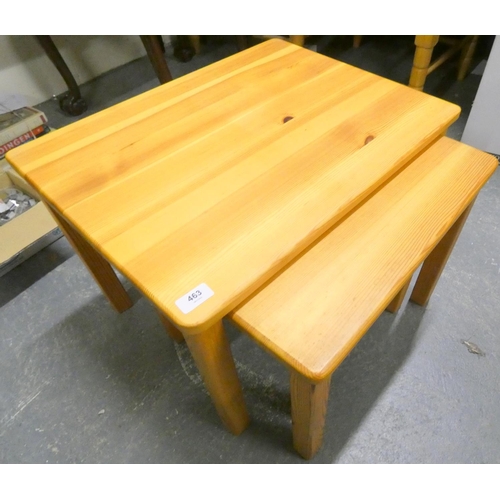 463 - Modern pine nest of three tables.