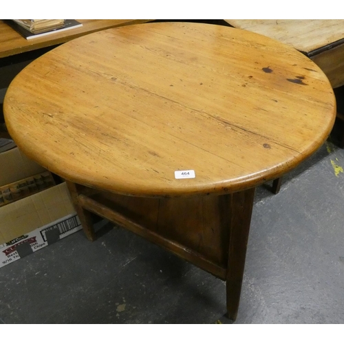 464 - Large pine antique two tier cricket table.