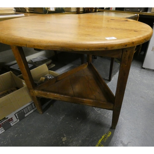 464 - Large pine antique two tier cricket table.