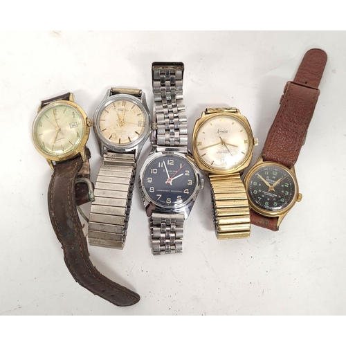 104 - Five vintage watches to include Lucerne De Luxe, Accurist 21 Jewels automatic, Aureole 17 jewels, Sp... 