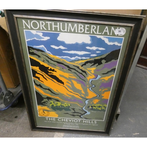 90 - Nothumberland, The Cheviot Hills poster.