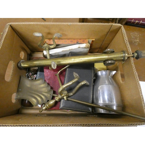 255 - Large box of cutlery and metal ware.