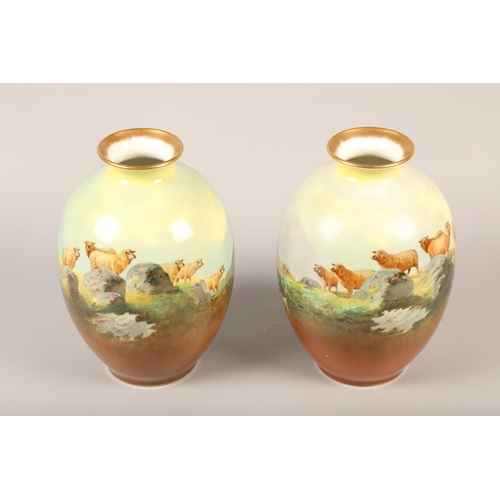 1 - Pair of Royal Doulton vases 22.5 cm, (2),