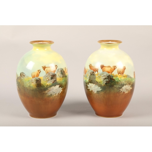 1 - Pair of Royal Doulton vases 22.5 cm, (2),