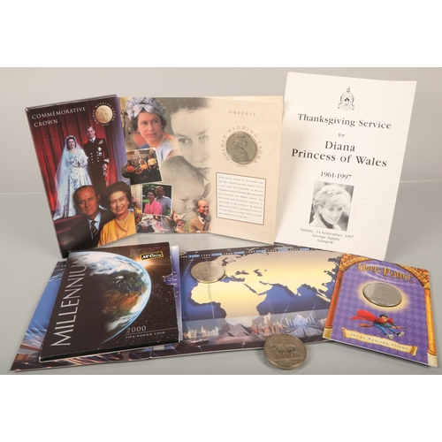 139 - Four collectible £5 coins including Harry Potter