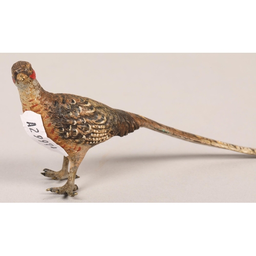 150 - Small cold metal painted pheasant, 13 cm long