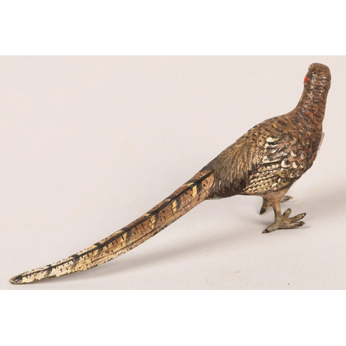 150 - Small cold metal painted pheasant, 13 cm long