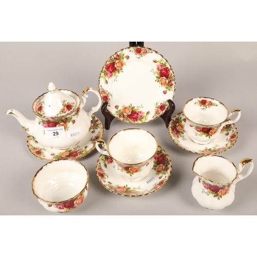 29 - Royal Albert Country Roses, tea pot, cream and sugar bowl and Two cups and saucers, cake plates ( 9)