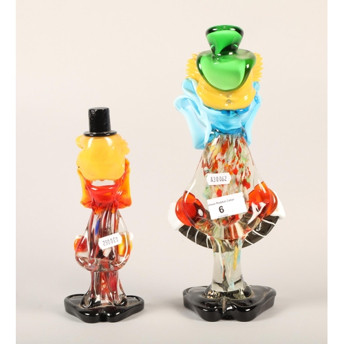 6 - Two Murano style glass clowns, highest 30 cm(2)