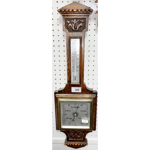 200 - Carved oak barometer