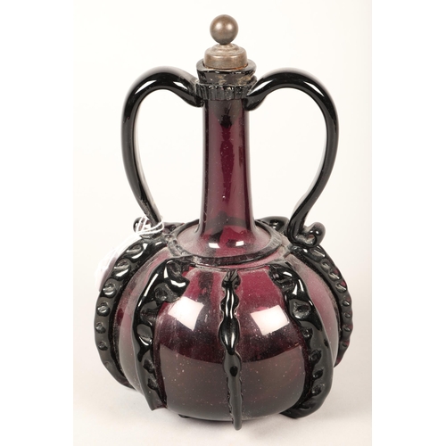 154 - Antique twin handled blown glass decanter