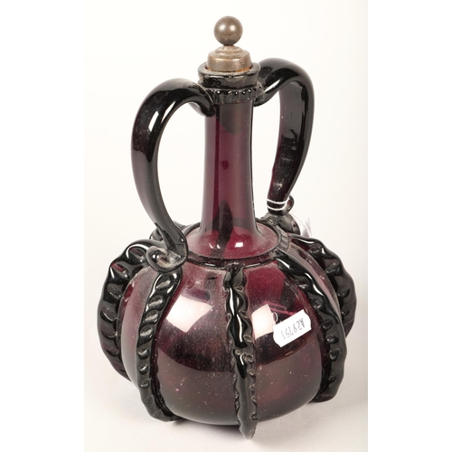 154 - Antique twin handled blown glass decanter