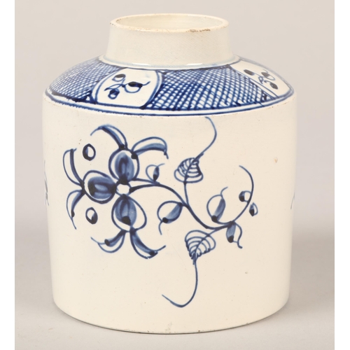 163 - Early English blue and white tea caddy, mark to base, 10 cm high