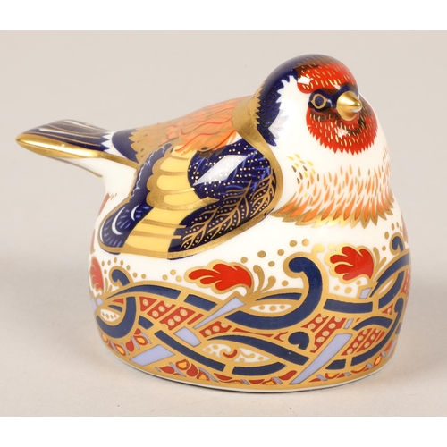 164 - Royal Crown Derby ' Goldfinch nesting' paperweight