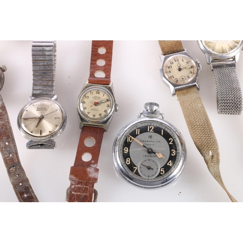 Military style open-faced keyless pocket watch by Asprey, a silver half ...