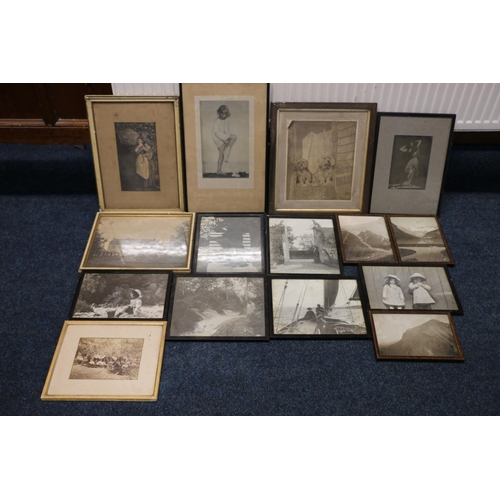 13 - Group of framed photographs to include Penicuik House, children, group photograph of policemen cadet... 