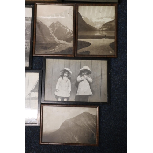 13 - Group of framed photographs to include Penicuik House, children, group photograph of policemen cadet... 