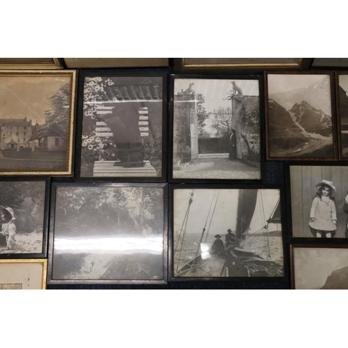 13 - Group of framed photographs to include Penicuik House, children, group photograph of policemen cadet... 