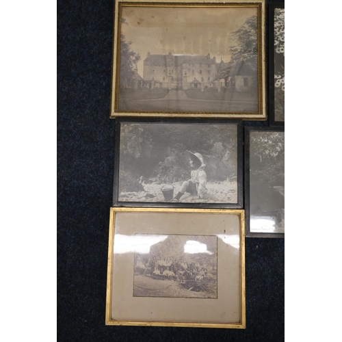 13 - Group of framed photographs to include Penicuik House, children, group photograph of policemen cadet... 