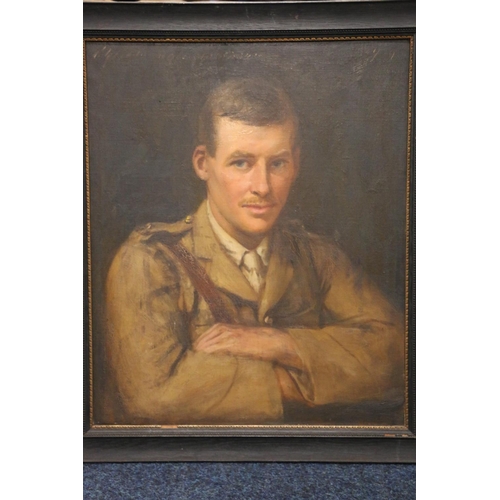 15 - 20TH CENTURY SCHOOL Half length portrait of an army officer Oil painting on canvas, signed indistinc... 