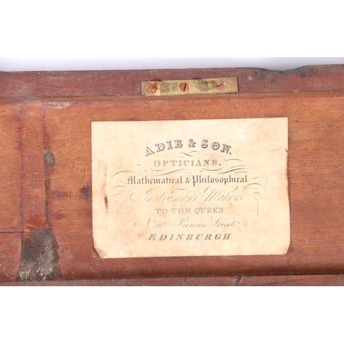 23 - A Adie & Son of Edinburgh surveyors level theodolite in original wooden case with paper label, m... 