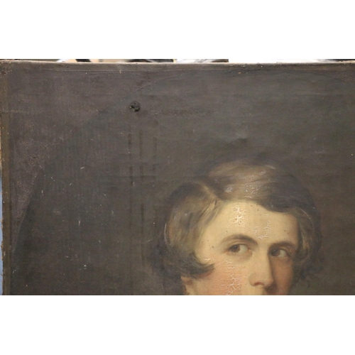 4 - 19TH CENTURY SCHOOL Half length portrait of a young gentleman Oil painting on canvas, unsigned, 75cm... 