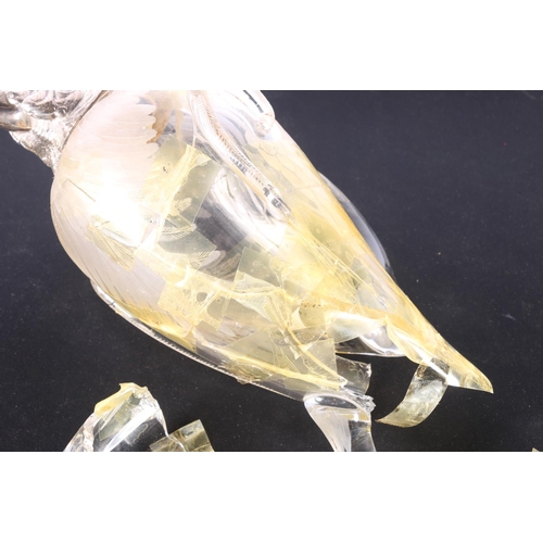 48 - Victorian glass novelty wine ewer in the form of a parrot, the silver mounts by Alexander Crichton L... 